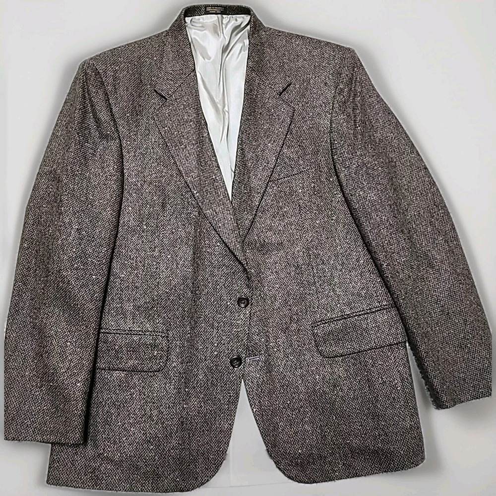 Barrington Vtg‎ Tweed Blazer Men's 44R Wool & Lambswool Speckled Two Button